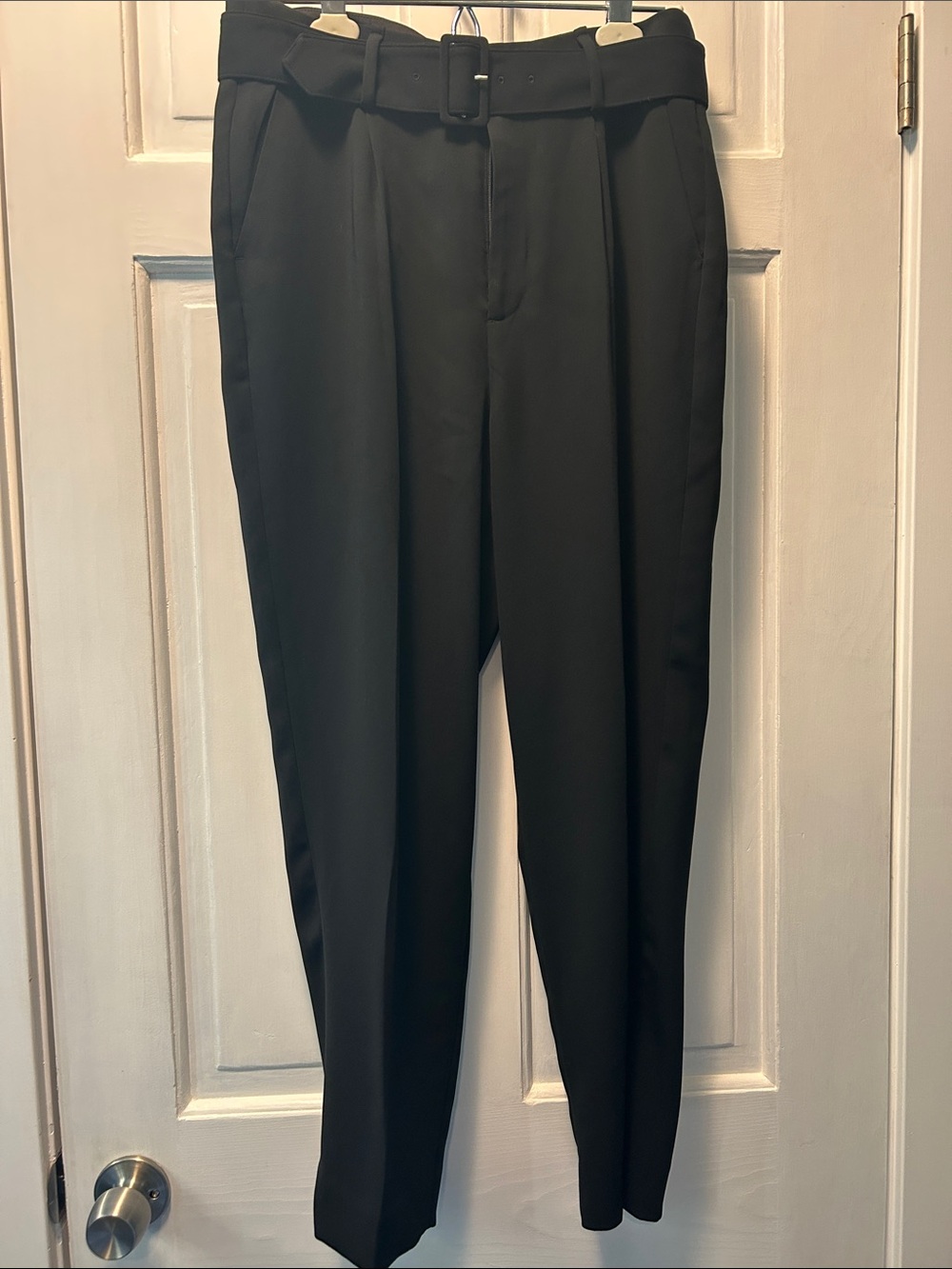 J. Crew Black Pleated Pants with Belt